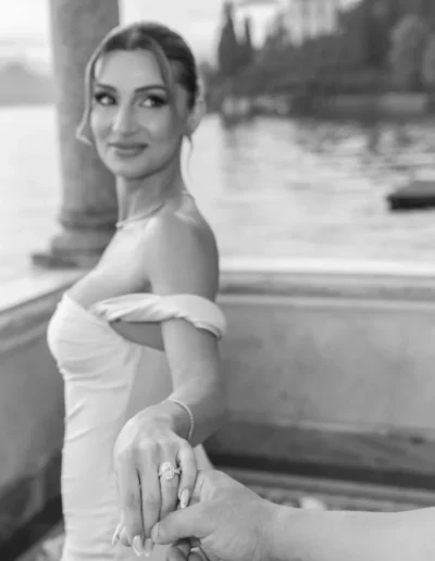 Hidden photographer capturing a surprise proposal in Varenna
