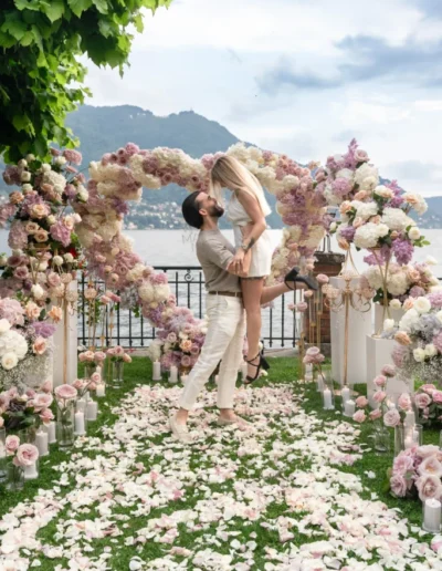 Romantic dinner setup after engagement in Villa d’Este