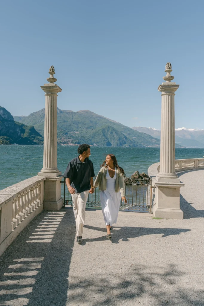 Jared and his partner walking through Villa Melzi Gardens in Bellagio