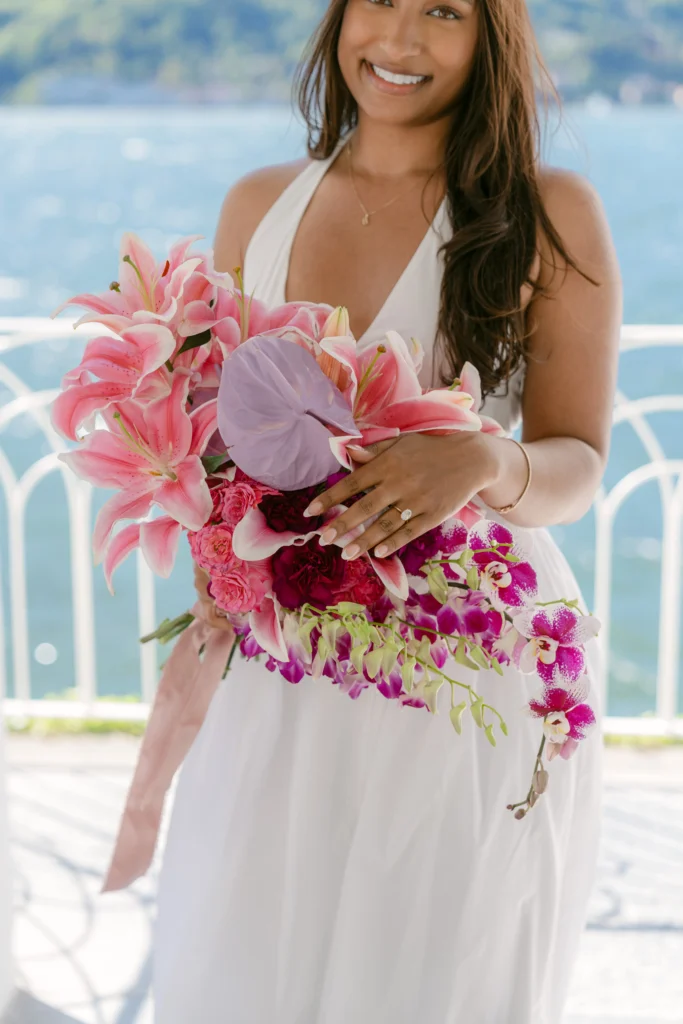 Jared and his fianc&eacute;e during their proposal at Villa Melzi on Lake Como