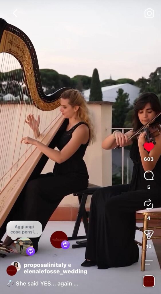 Live Music for a Marriage Proposal in Italy Live music creating the atmosphere for a marriage proposal in Italy