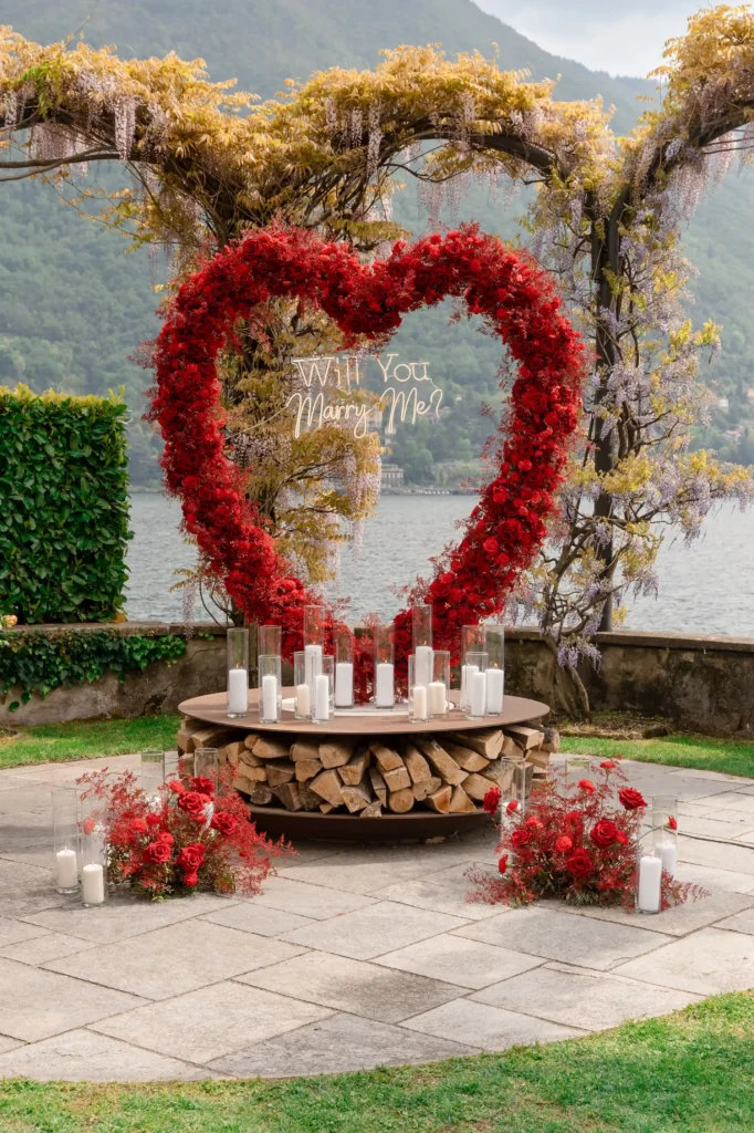 Private Marriage Proposal Setup in Italy Elegant proposal decoration designed for a private engagement experience in Italy