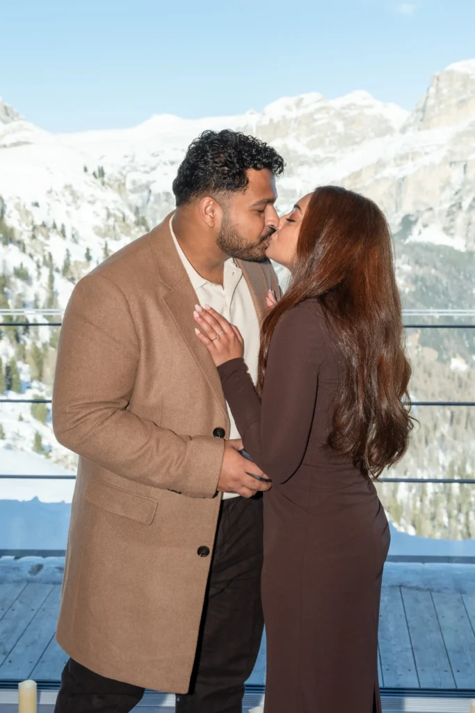 Romantic Dolomites Proposal Romantic proposal moment surrounded by the Dolomites in Italy